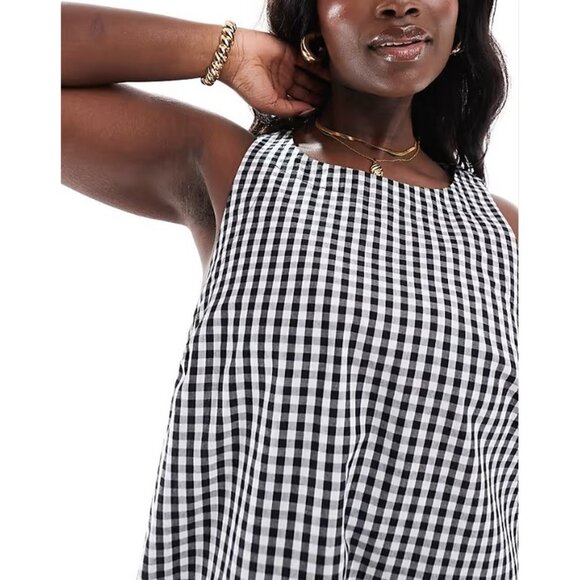 ASOS Curve Black and White Checkered Mini Dress - Picture 12 of 13